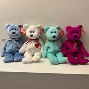 NWT Ty Set of 4 Beanie Baby Teddy Bears